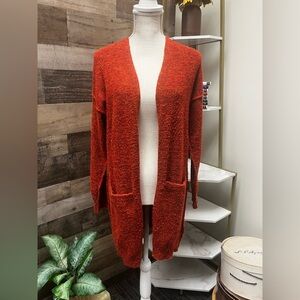 Anthropologie Burnt Orange Marled Long Cardigan